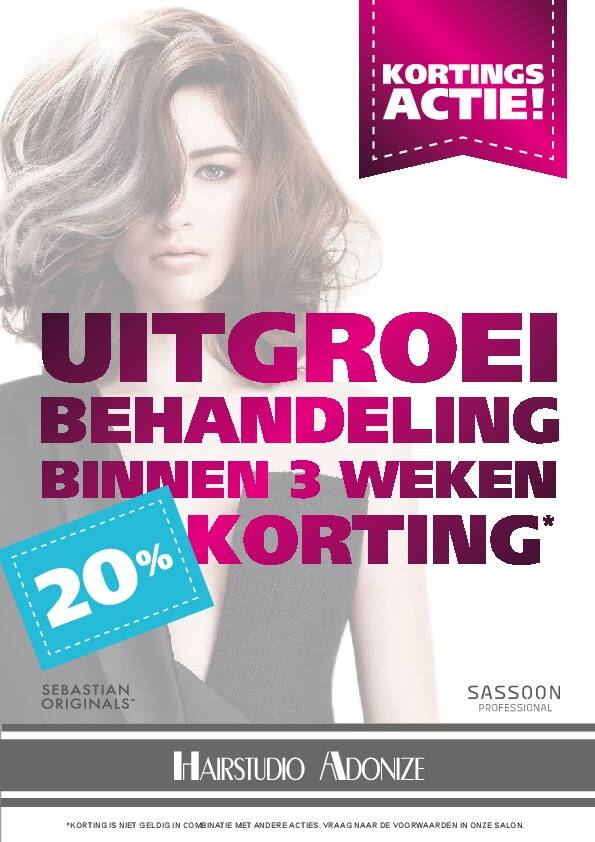20% korting op een verf uitgroei behandeling binnen 3 weken!